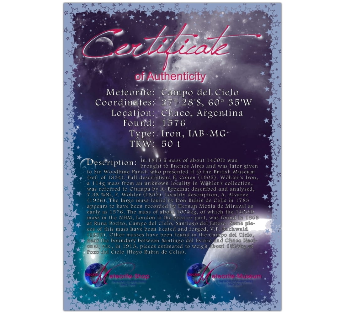 Zertifikat der Glücksbringer-Sternschnuppe ohne persönliche Widmung