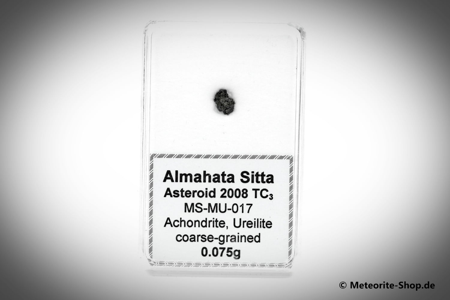 Almahata Sitta Meteorit (MS-MU-017: Ureilit > pyroxen-reich, grobkörnig) - 0,075 g