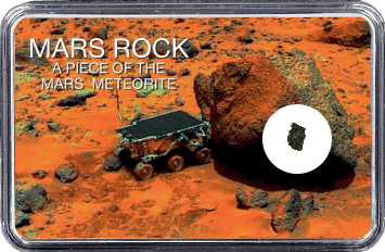 Mars Meteorit NWA 6963 (Motiv: Mars Rover Sojourner mit Felsen und Marsgestein)