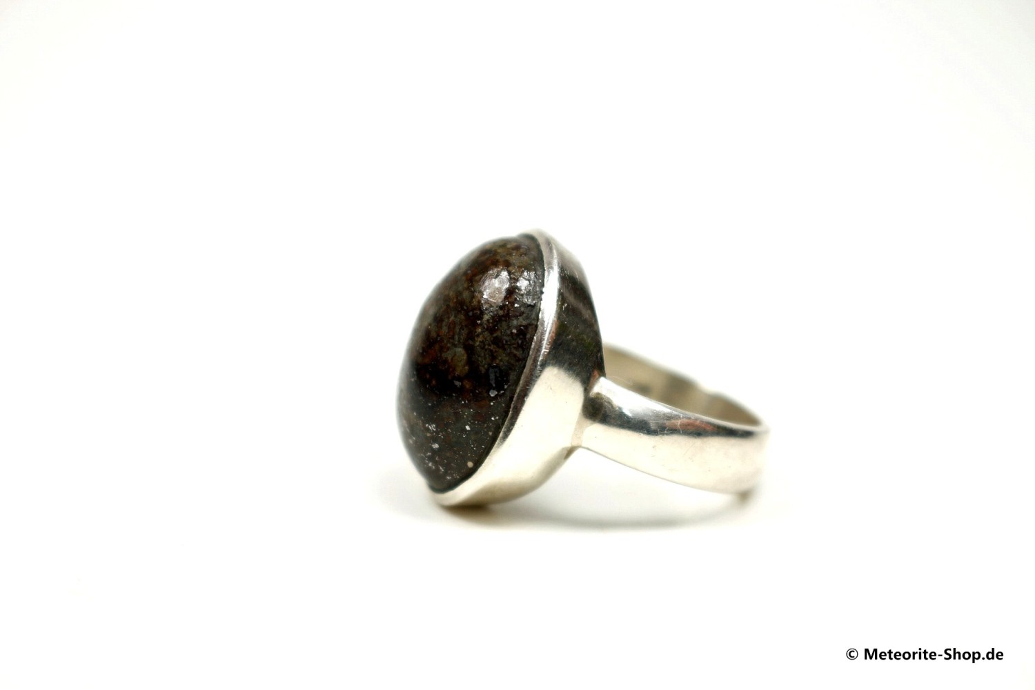 Stein-Meteorit-Ring (NWA 869 | Cabochon | Gr. 55 | 925er Silber) - 9,10 g