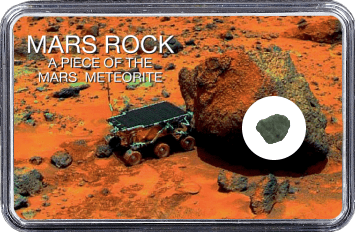 Mars Meteorit NWA 6963 (Motiv: Mars Rover Sojourner mit Felsen und Marsgestein)