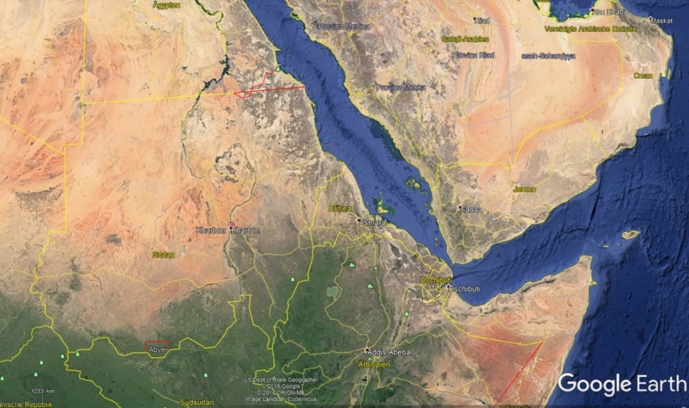 Übersicht des Sudans, dem Land des Almahata Sitta Meteoritenfalls